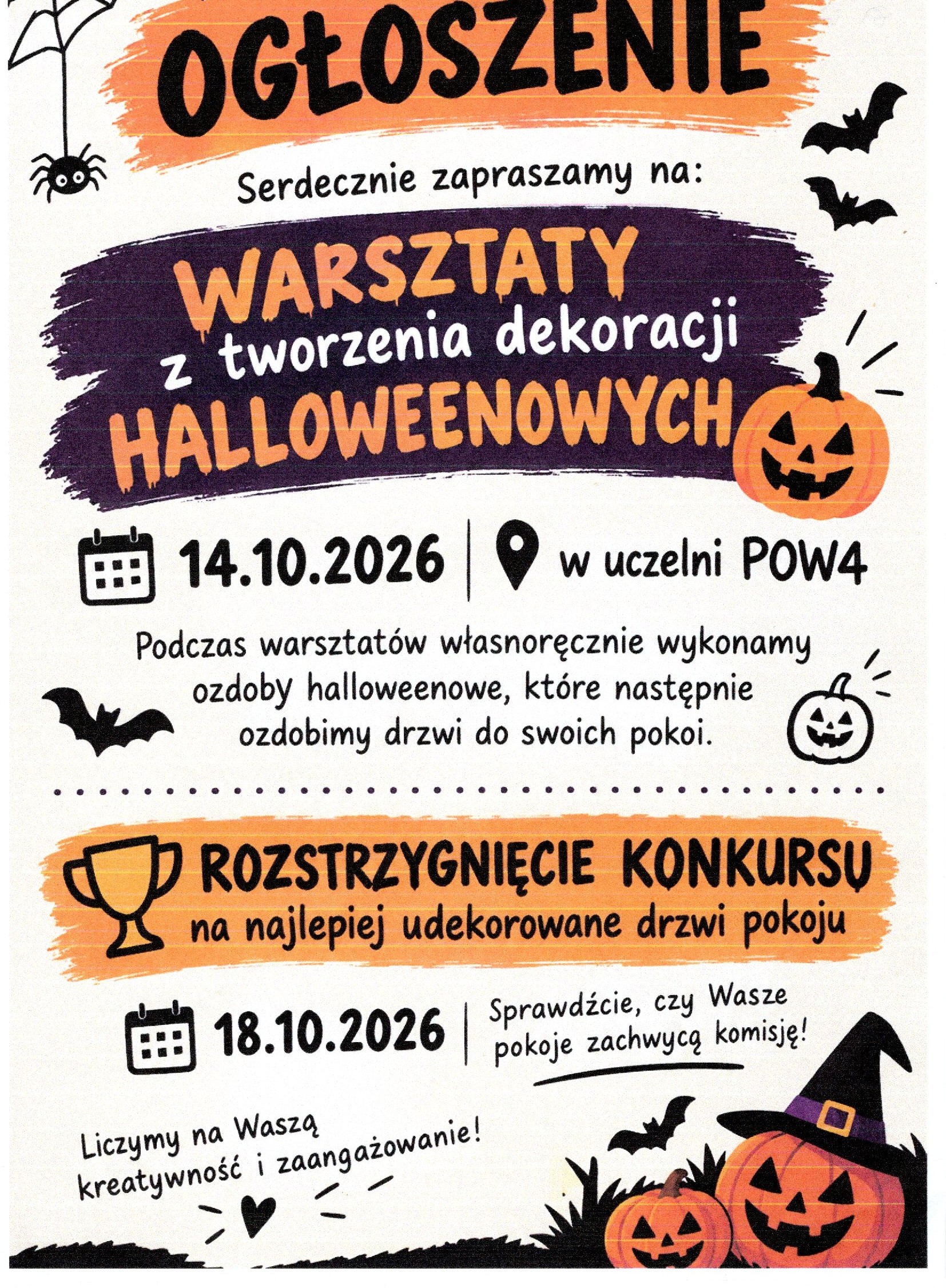 Zaproszenie na warsztaty HALLOWEEN w Trzemiętowie